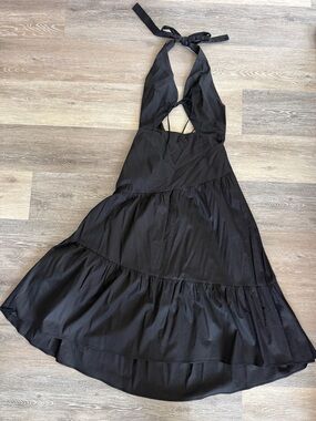 Hello Molly Black Halter High-Low Tiered Midi Dress